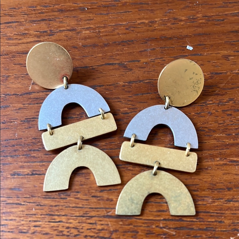 Madewell Gold and Silver Geometric Earrings with Modern Design